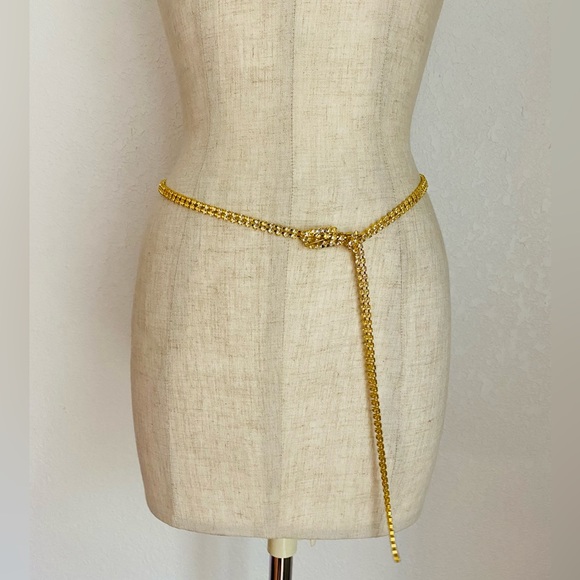 Vintage Accessories Vintage Gold Diamond Metal Tone Waist Chain